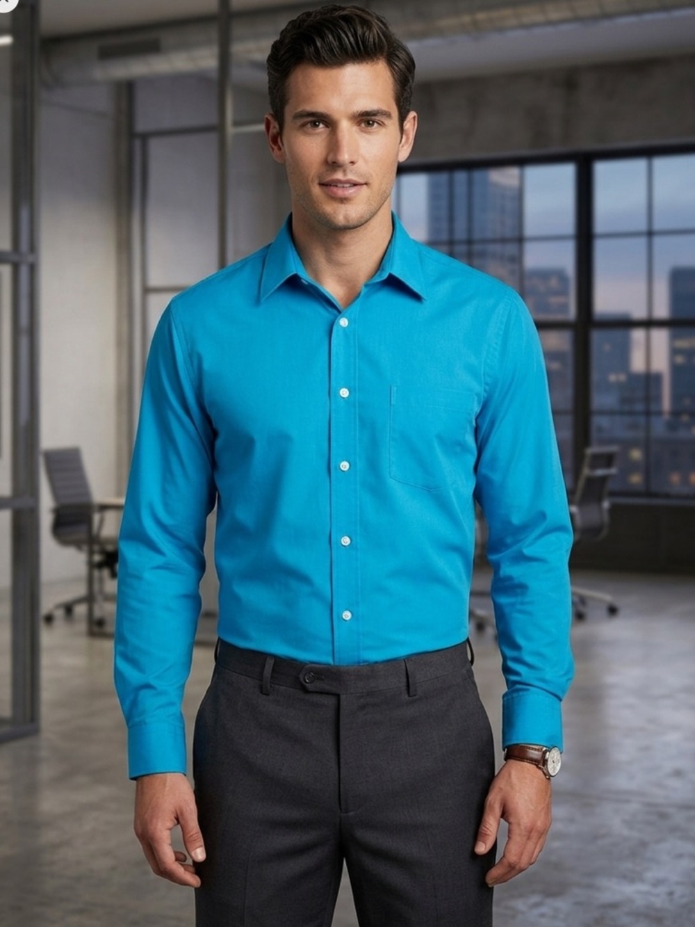 Take 50% OFF- Croft&Barrow Blue Men’s Button Down Shirt, Size-L
